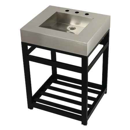 Fauceture KVSP2522A0 25" Stainless Steel Sink W/ Steel Console Sink Base, / Black KVSP2522A0
